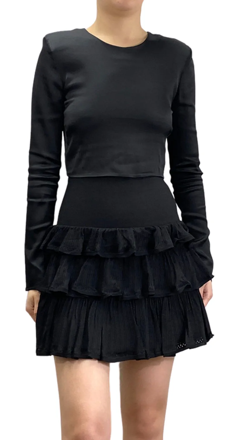 ZARA Top Negro Manga Larga