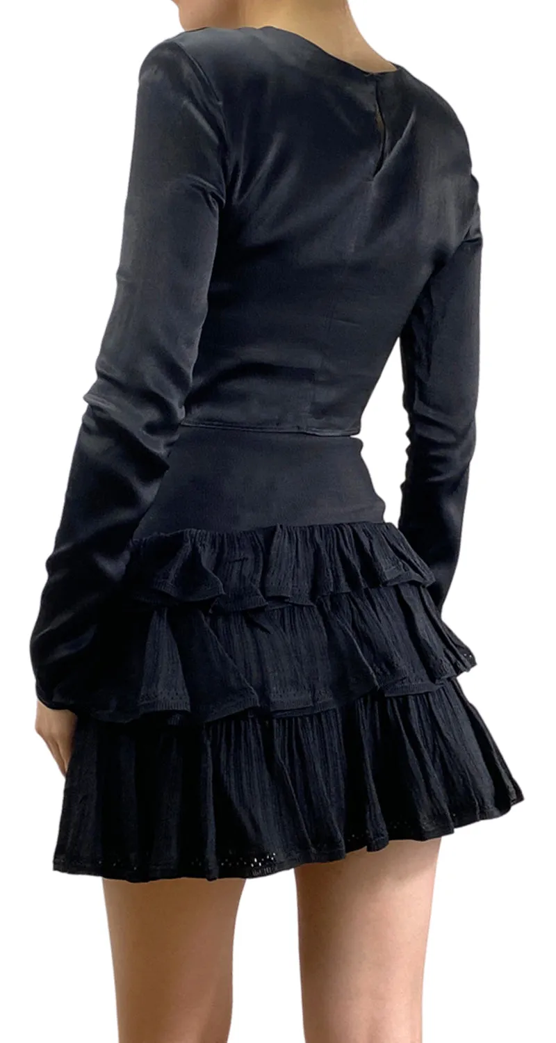 ZARA Top Negro Manga Larga